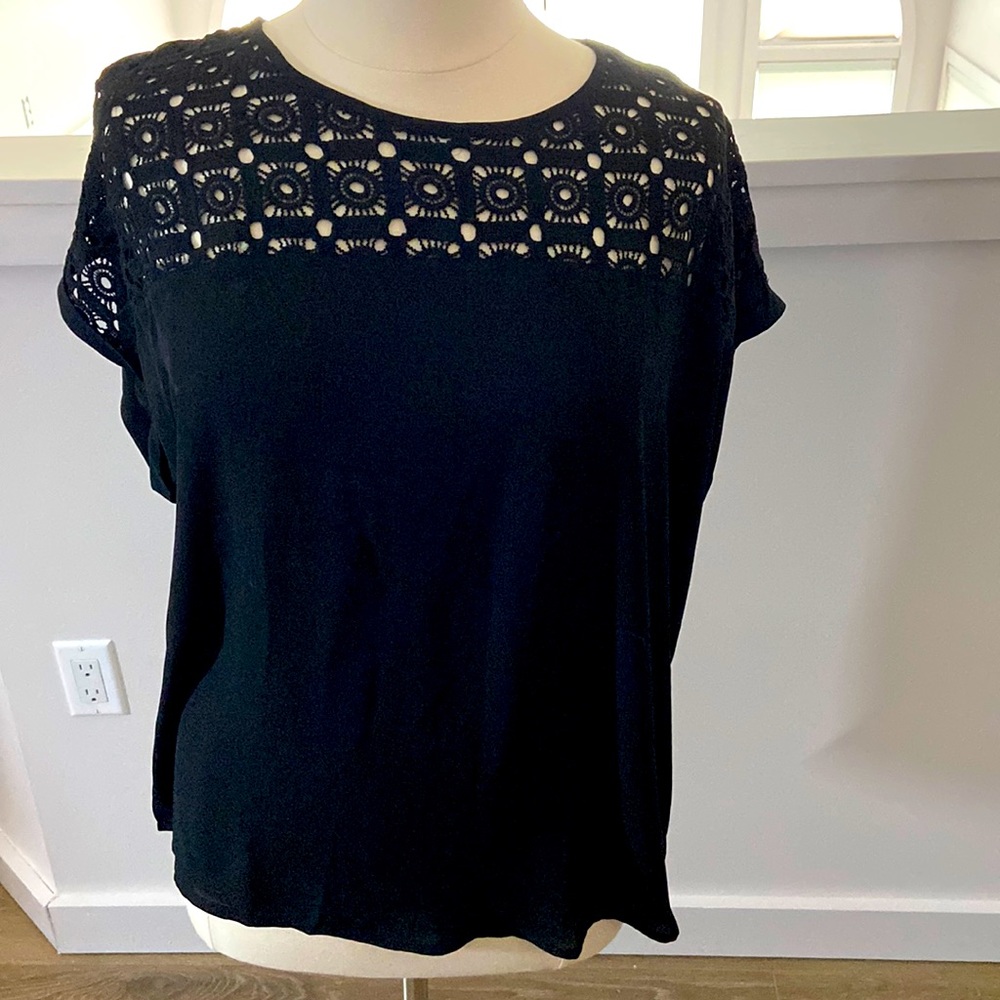 Emery rose black shirt with lace detail